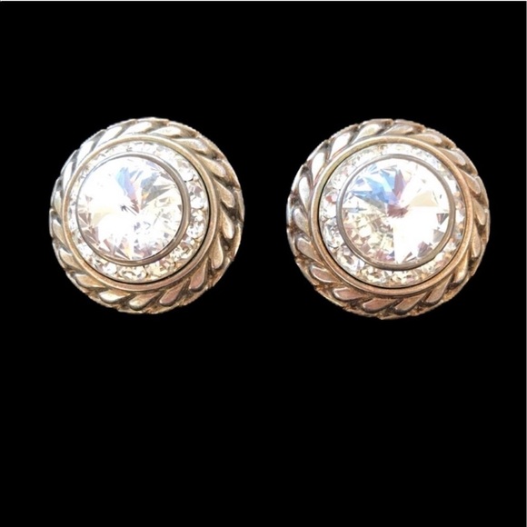 VINTAGE Pearl/CZ Clip On Earrings 2 Set Bundle - Picture 2 of 8